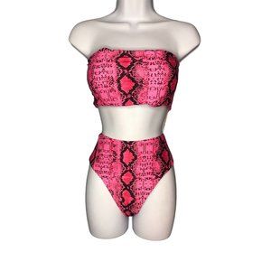 Pink snake print swimsuit XL